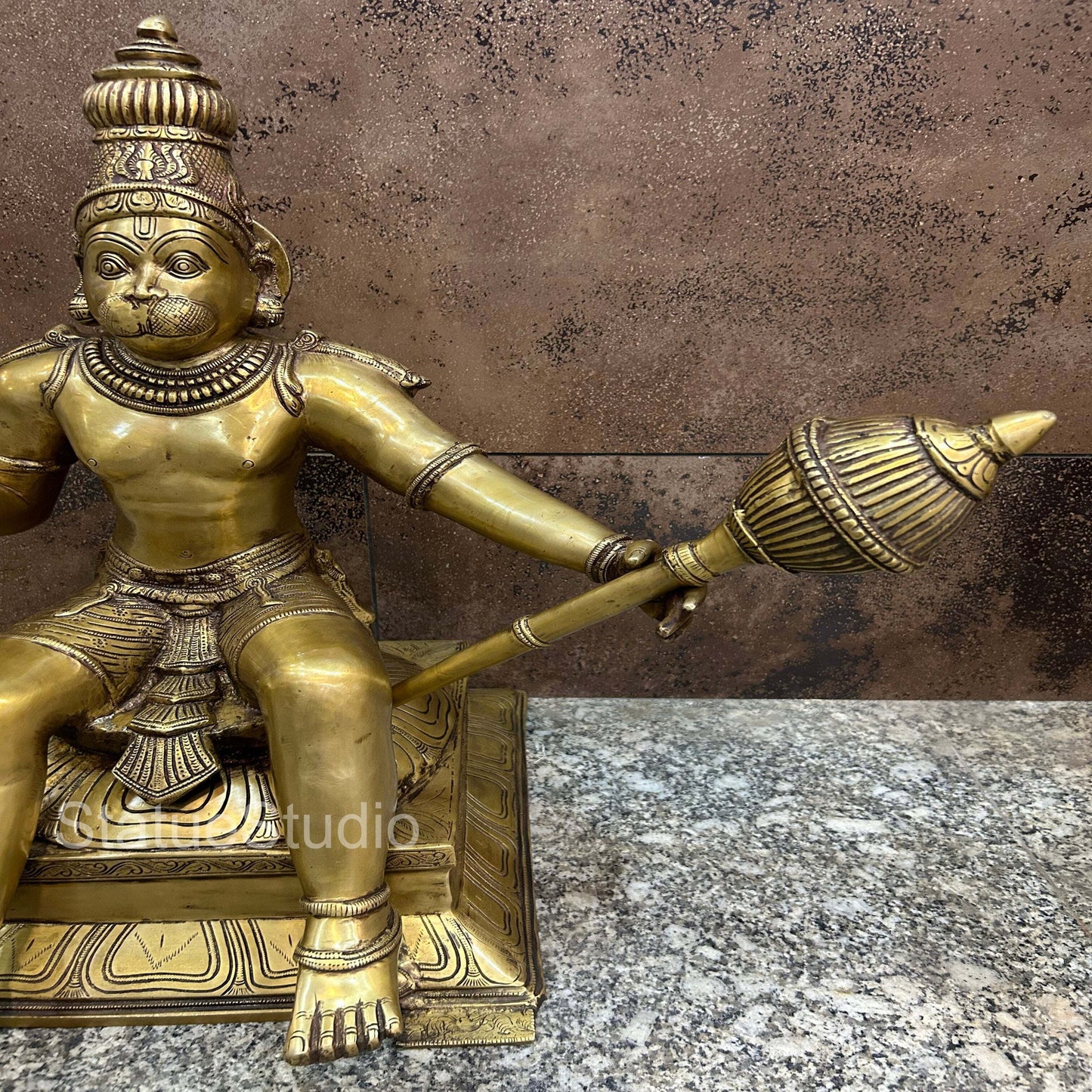 Brass Large Sitting Hanuman Idol For Home Decor 2 Feet