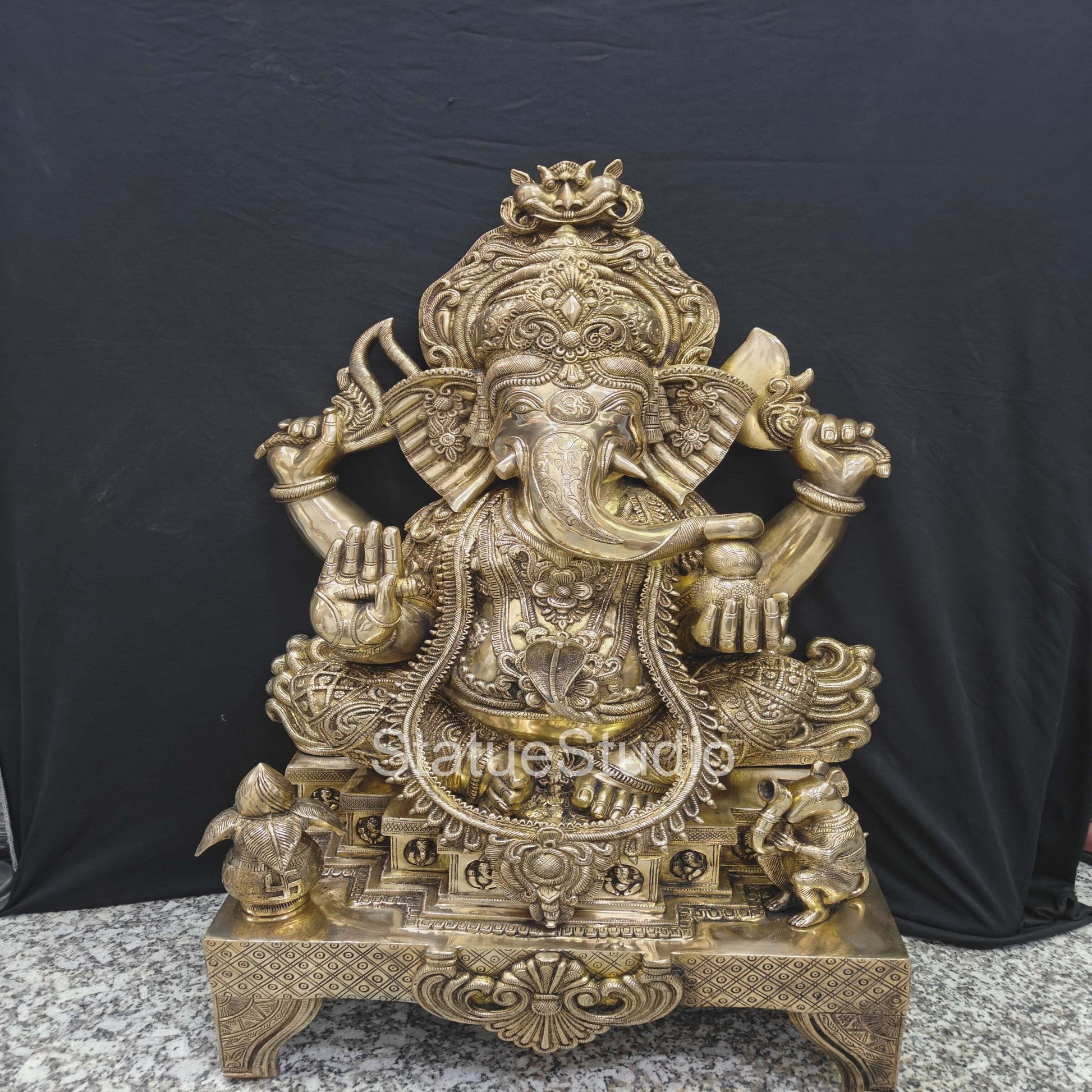 Brass Large Ganesha Statue For Home Decor Showpiece 3 Feet - Image 4