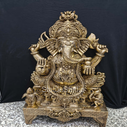 Brass Large Ganesha Statue For Home Decor Showpiece 3 Feet by vendor-unknown - Hindu Gods (View 3)