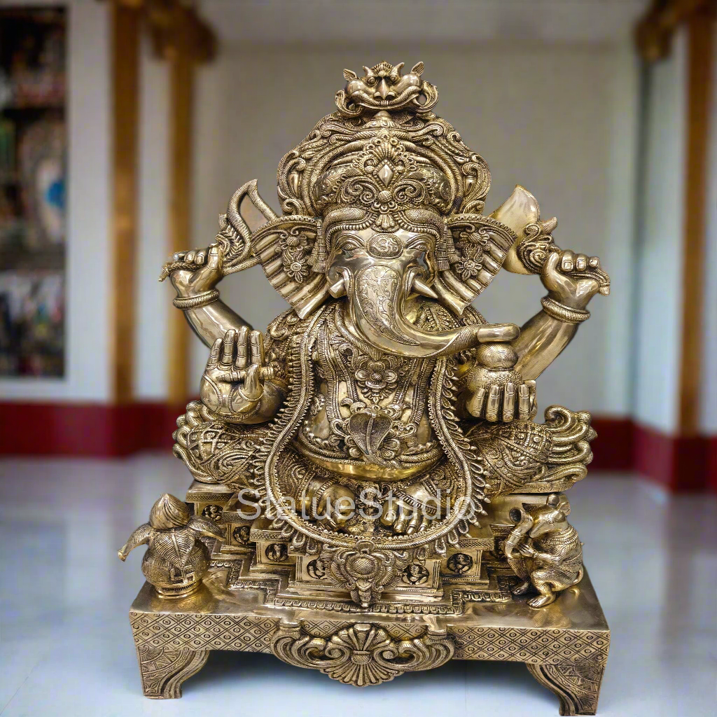 Brass Large Ganesha Statue For Home Decor Showpiece 3 Feet