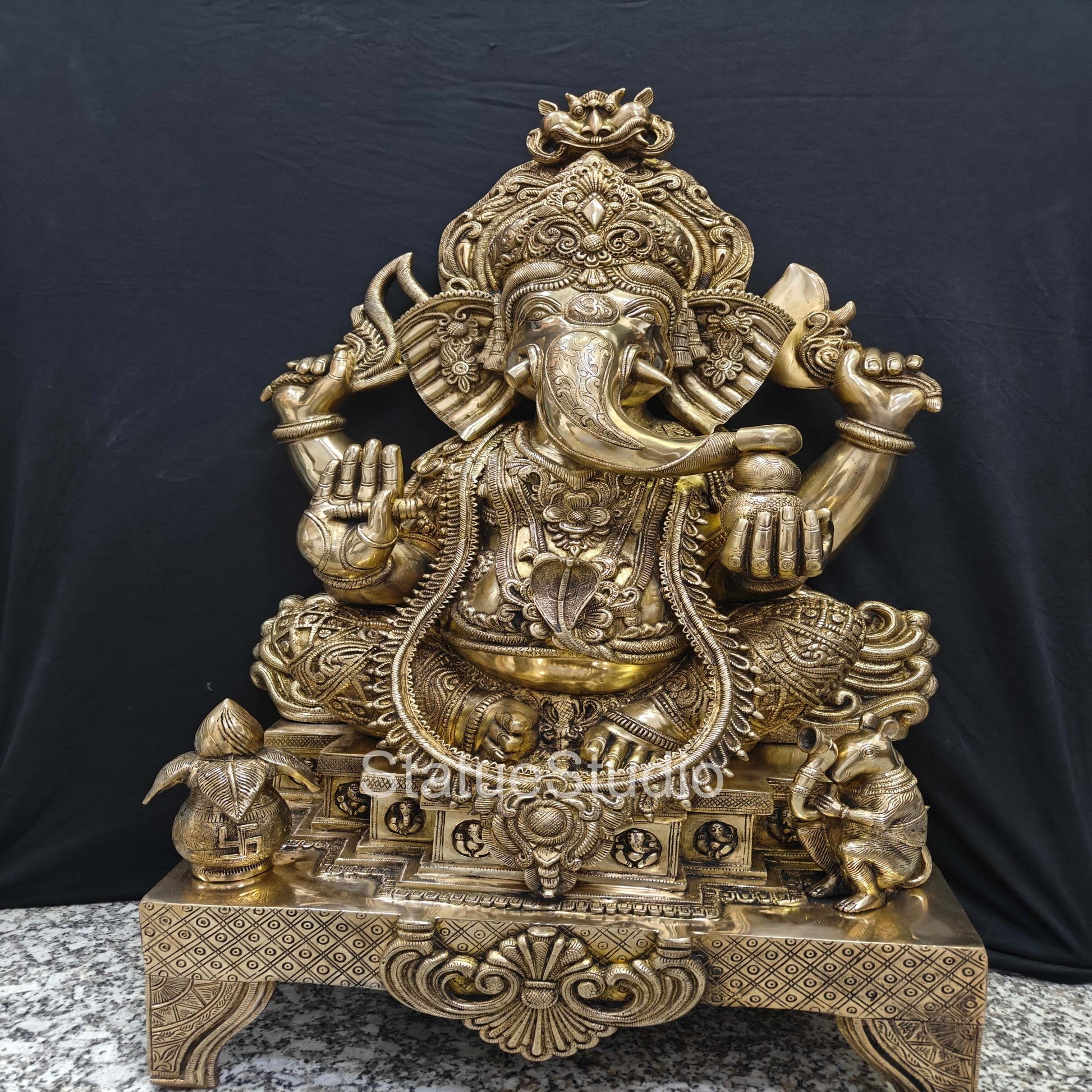 Brass Large Ganesha Statue For Home Decor Showpiece 3 Feet - Image 6
