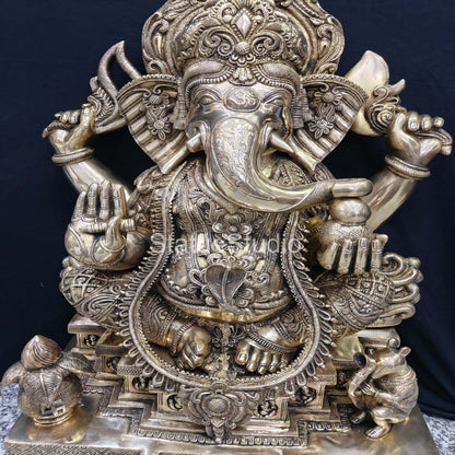 Brass Large Ganesha Statue For Home Decor Showpiece 3 Feet by vendor-unknown - Hindu Gods (View 7)