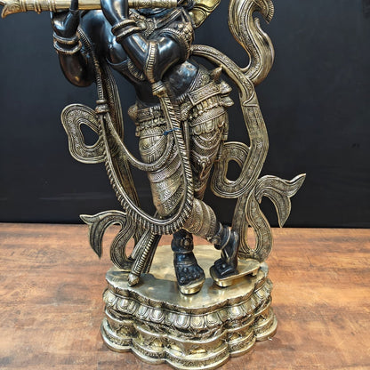 Brass Large Krishna Idol Antique Finish for Home Decor 3 Feet by vendor-unknown - Hindu Gods (View 7)