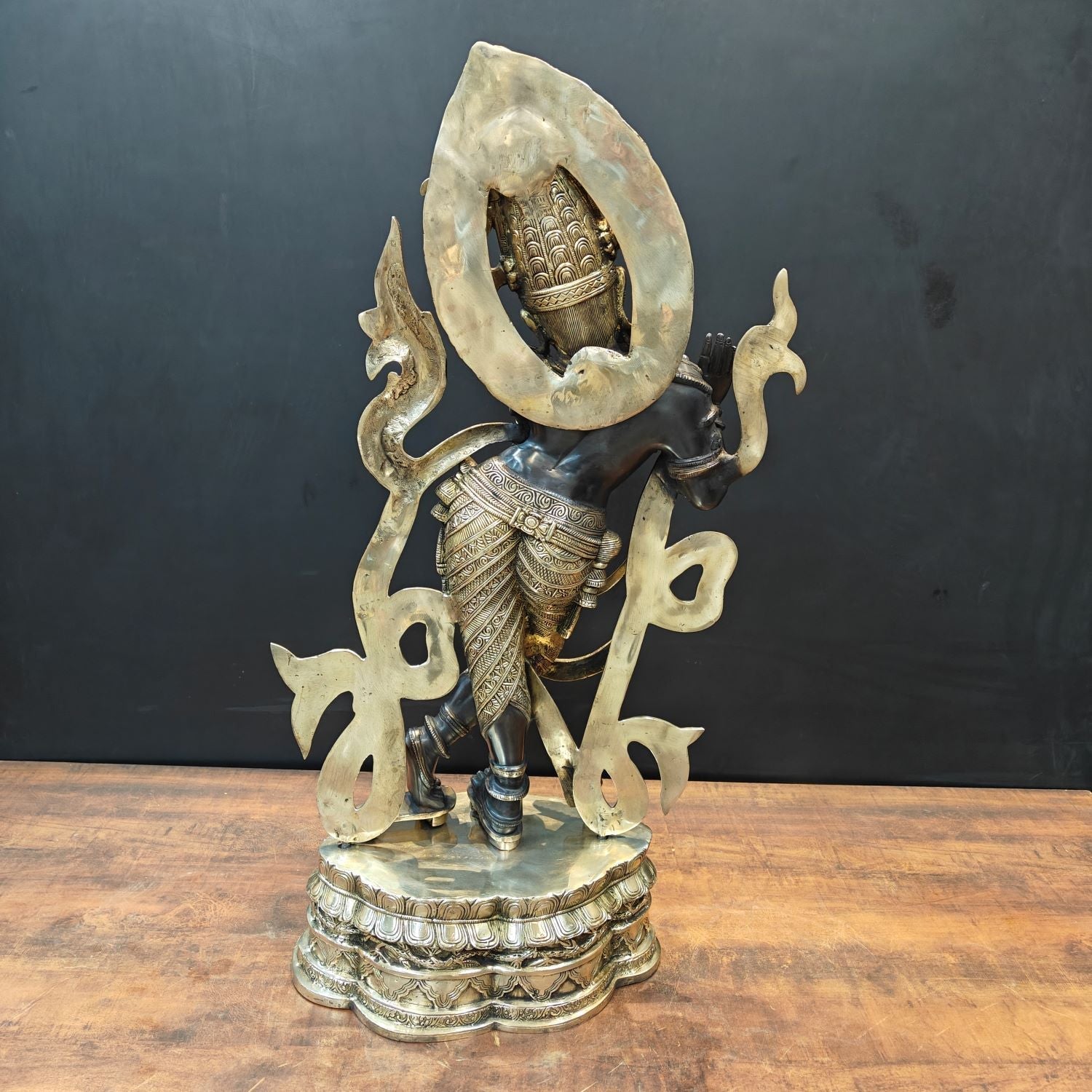 Brass Large Krishna Idol Antique Finish for Home Decor 3 Feet - Image 8