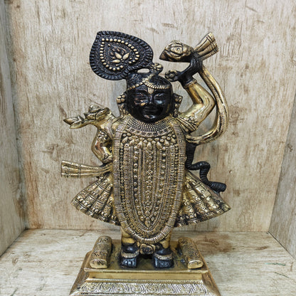 Brass Krishna As Shrinath ji Statue Black Gold Finish For Home Decor 1.5 Feet by vendor-unknown - Hindu Gods (View 3)