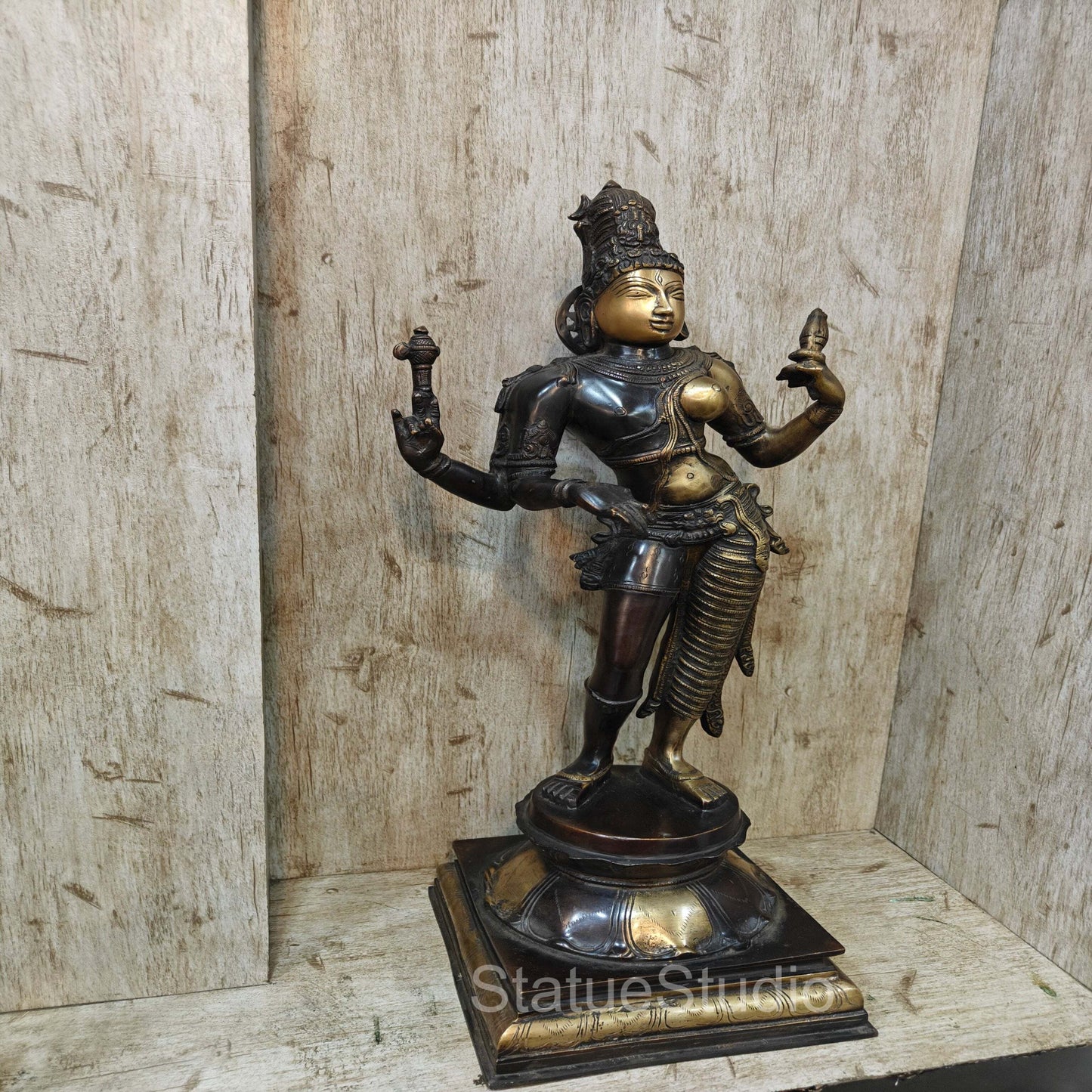 Brass Large Ardhanarishawar Idol Antique Finish For Home Decor 2 Feet