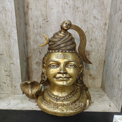 Brass Large Shiva Head Idol For Home Temple Decor 1.5 Feet by vendor-unknown - Hindu Gods (View 3)
