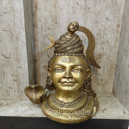 Brass Large Shiva Head Idol For Home Temple Decor 1.5 Feet by vendor-unknown - Hindu Gods (View 6)