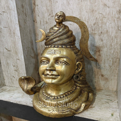 Brass Large Shiva Head Idol For Home Temple Decor 1.5 Feet by vendor-unknown - Hindu Gods (View 5)