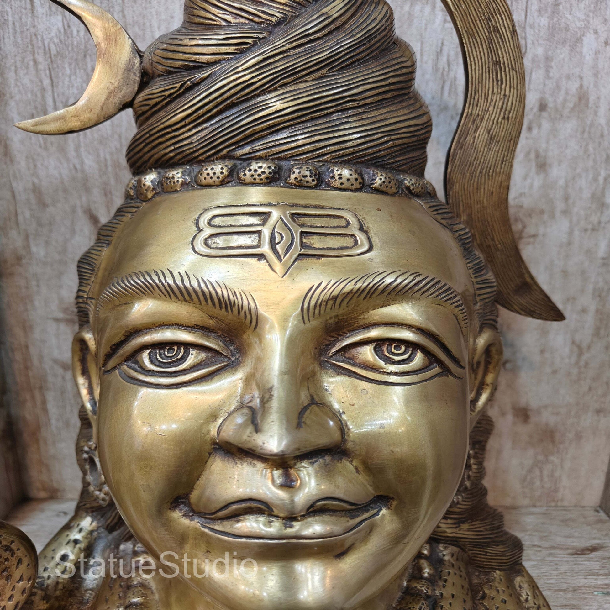 Brass Large Shiva Head Idol For Home Temple Decor 1.5 Feet - Image 7