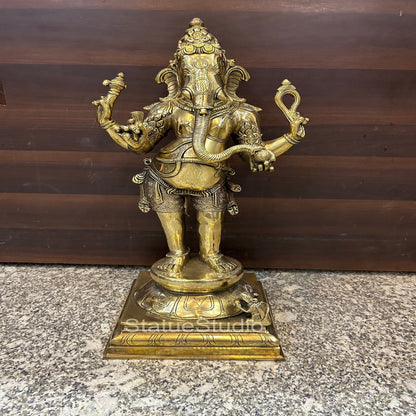 Brass Ganesha Statue For Home Decor Showpiece 1.5 Feet by vendor-unknown - Hindu Gods (View 3)