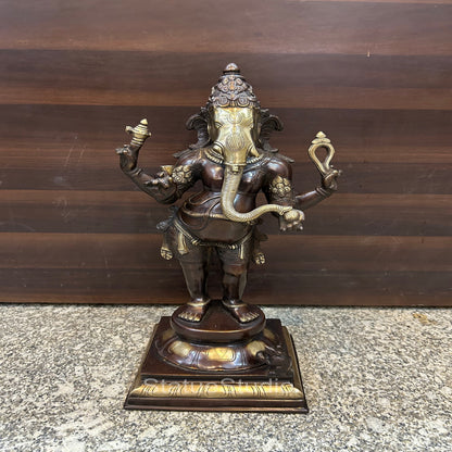 Brass Standing Ganesha Idol Showpiece Antique Finish For Home Office 1.5 Feet by vendor-unknown - Hindu Gods (View 4)