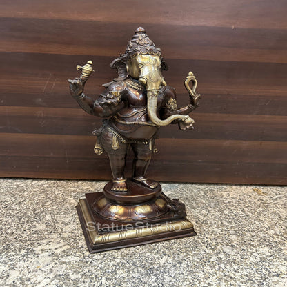 Brass Standing Ganesha Idol Showpiece Antique Finish For Home Office 1.5 Feet by vendor-unknown - Hindu Gods (View 6)