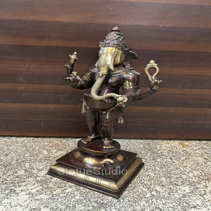 Brass Standing Ganesha Idol Showpiece Antique Finish For Home Office 1.5 Feet by vendor-unknown - Hindu Gods (View 5)