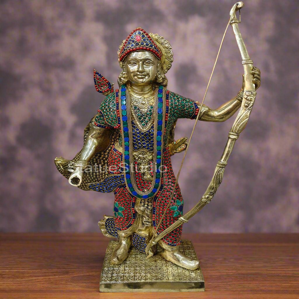 Divine Lord Rama Brass Statue Stone Work For Home Temple Showpiece 2 Feet - Eco-friendly - Sama Homes