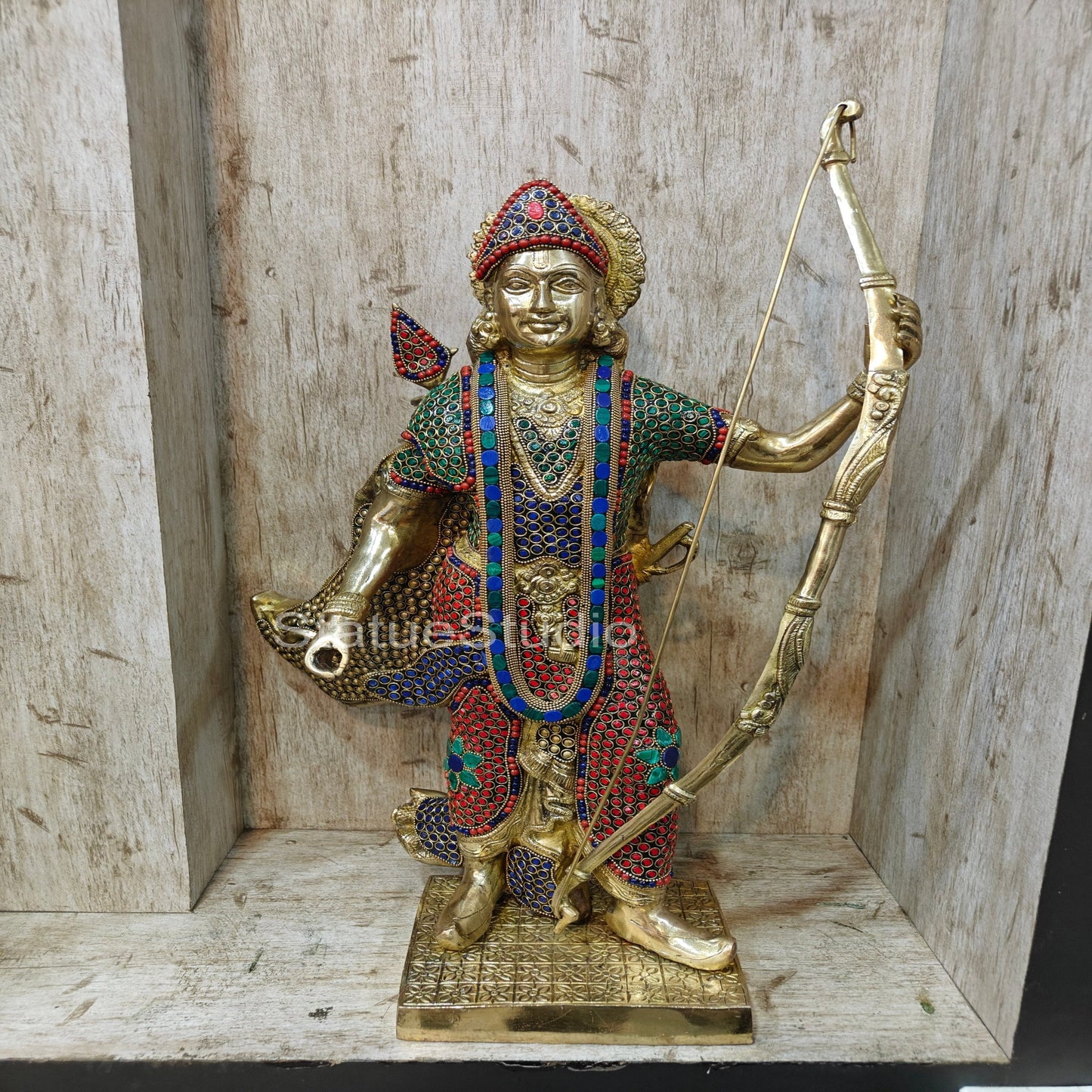Divine Lord Rama Brass Statue Stone Work For Home Temple Showpiece 2 Feet