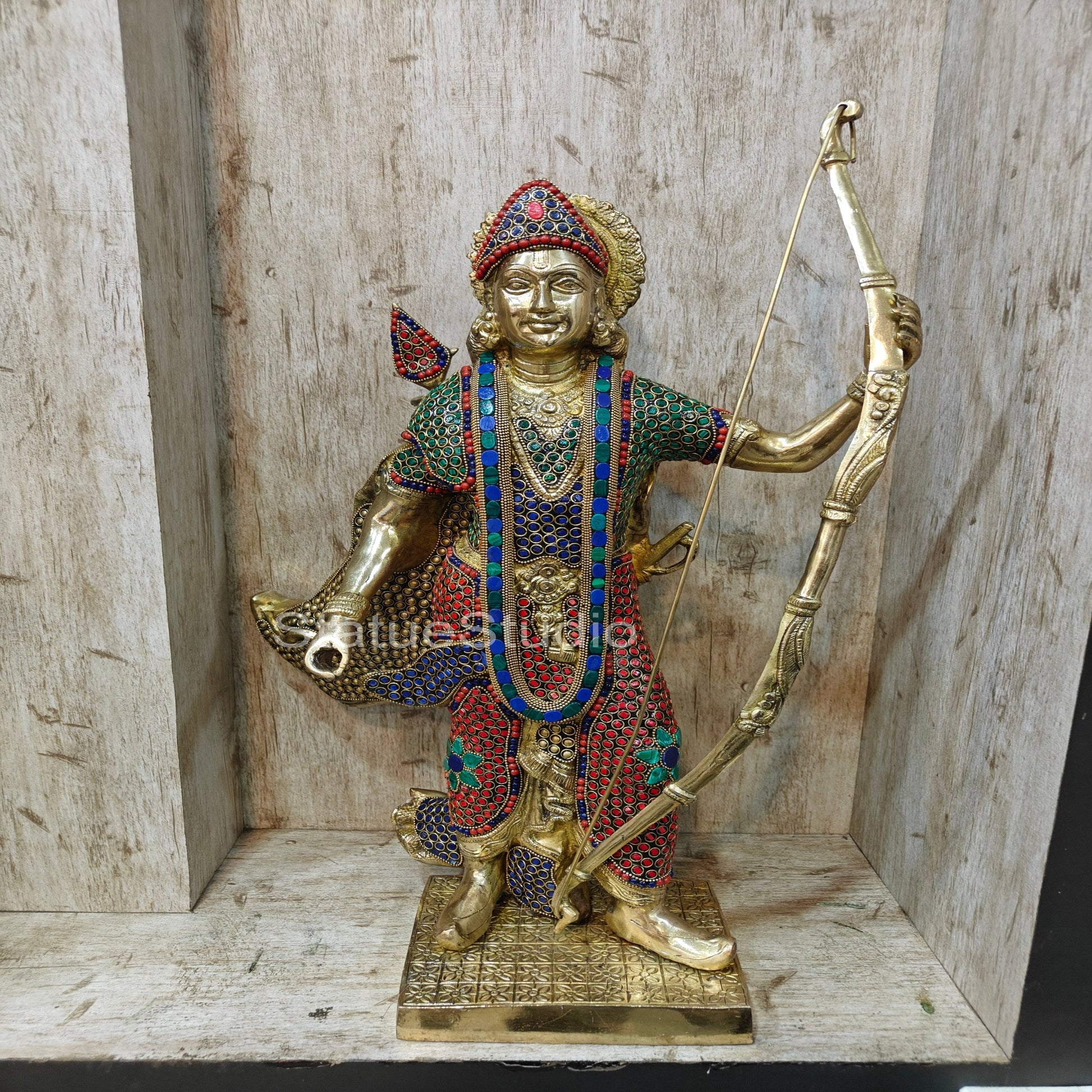 Divine Lord Rama Brass Statue Stone Work For Home Temple Showpiece 2 Feet - Image 3