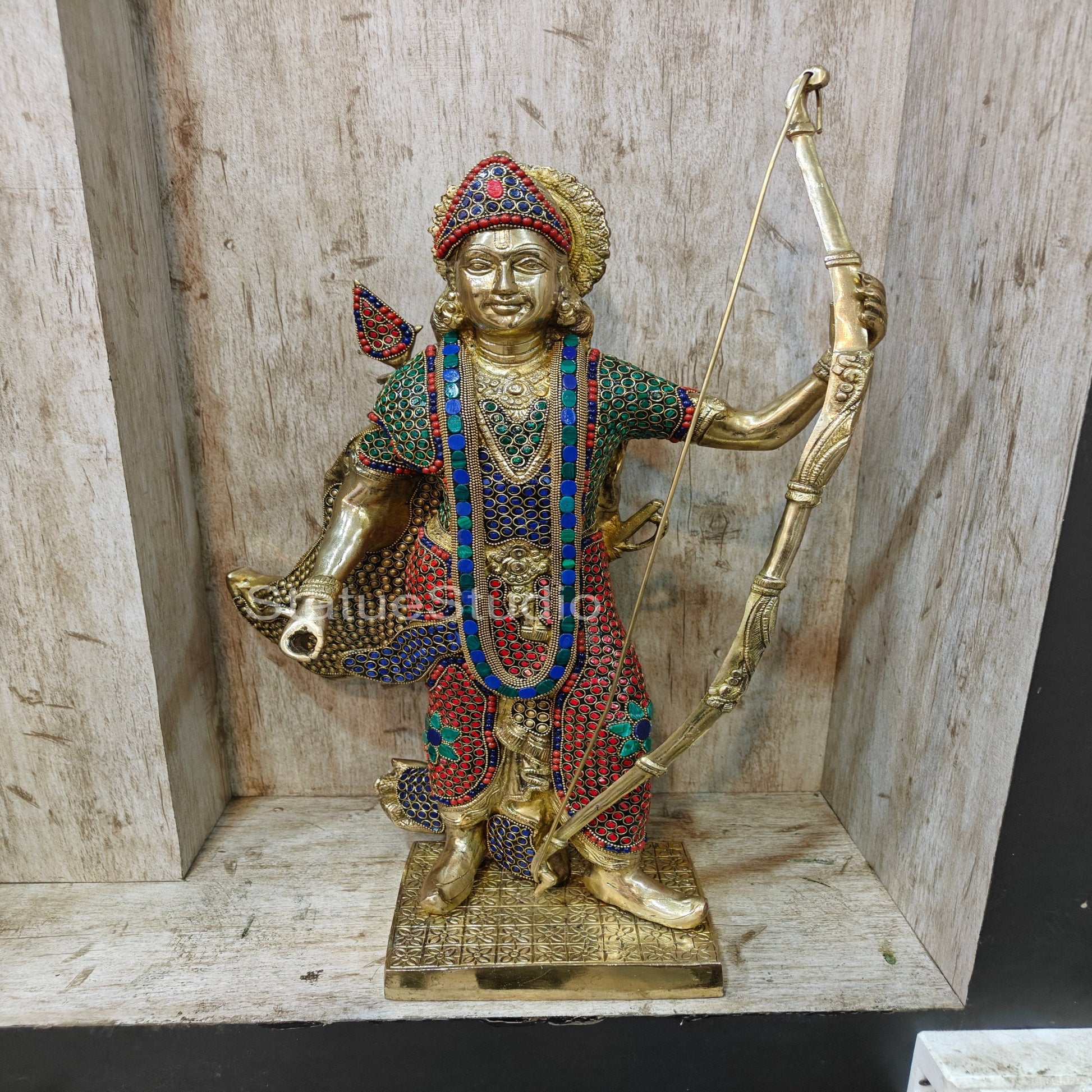 Divine Lord Rama Brass Statue Stone Work For Home Temple Showpiece 2 Feet - Image 4