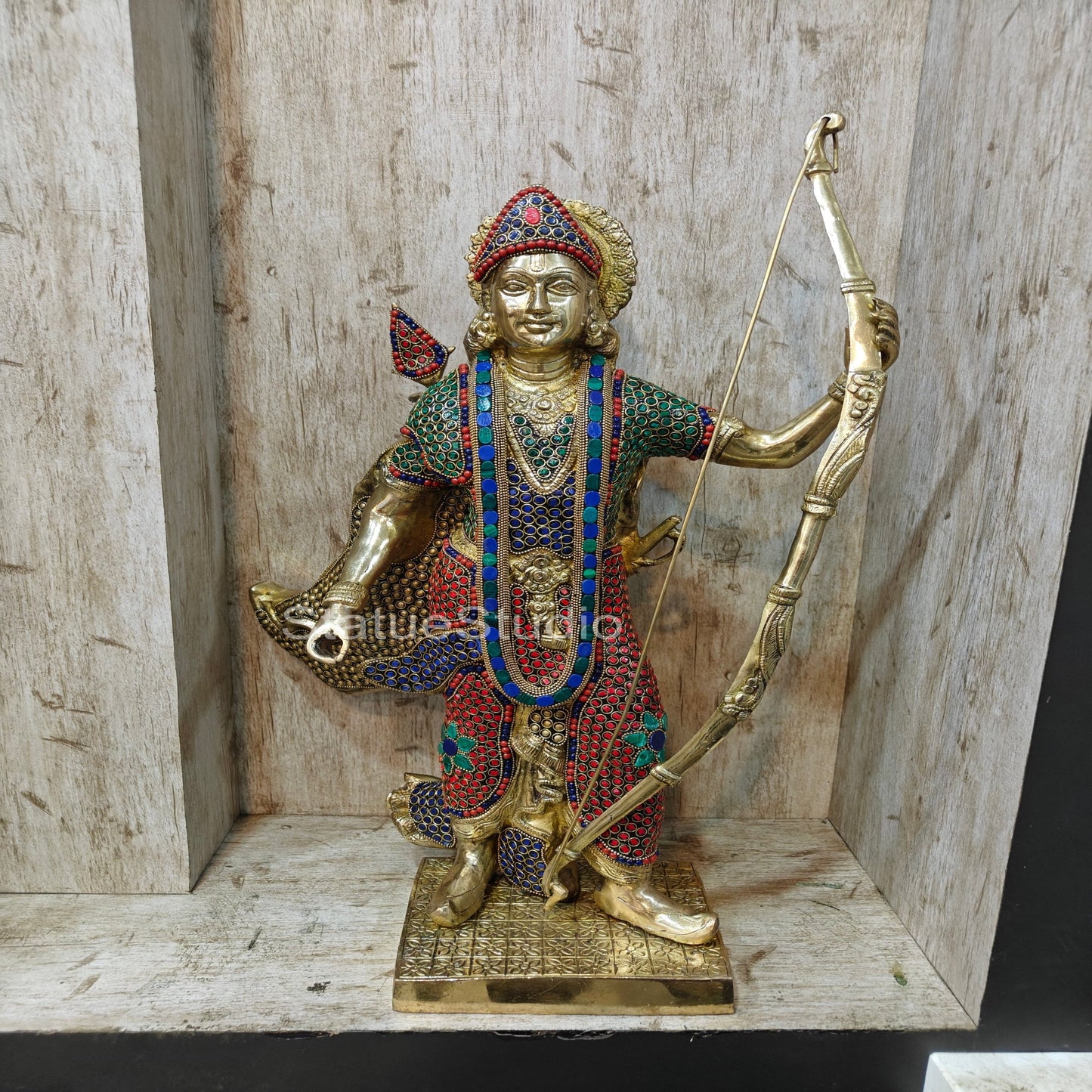 Divine Lord Rama Brass Statue Stone Work For Home Temple Showpiece 2 Feet