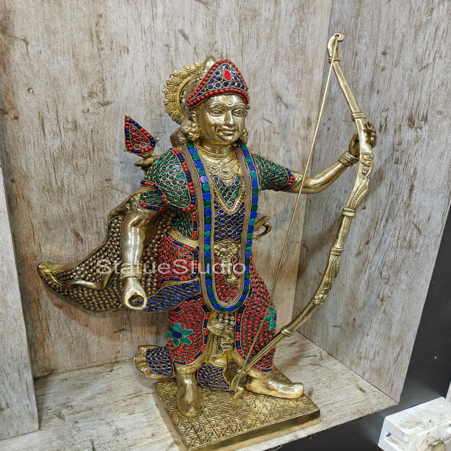 Divine Lord Rama Brass Statue Stone Work For Home Temple Showpiece 2 Feet