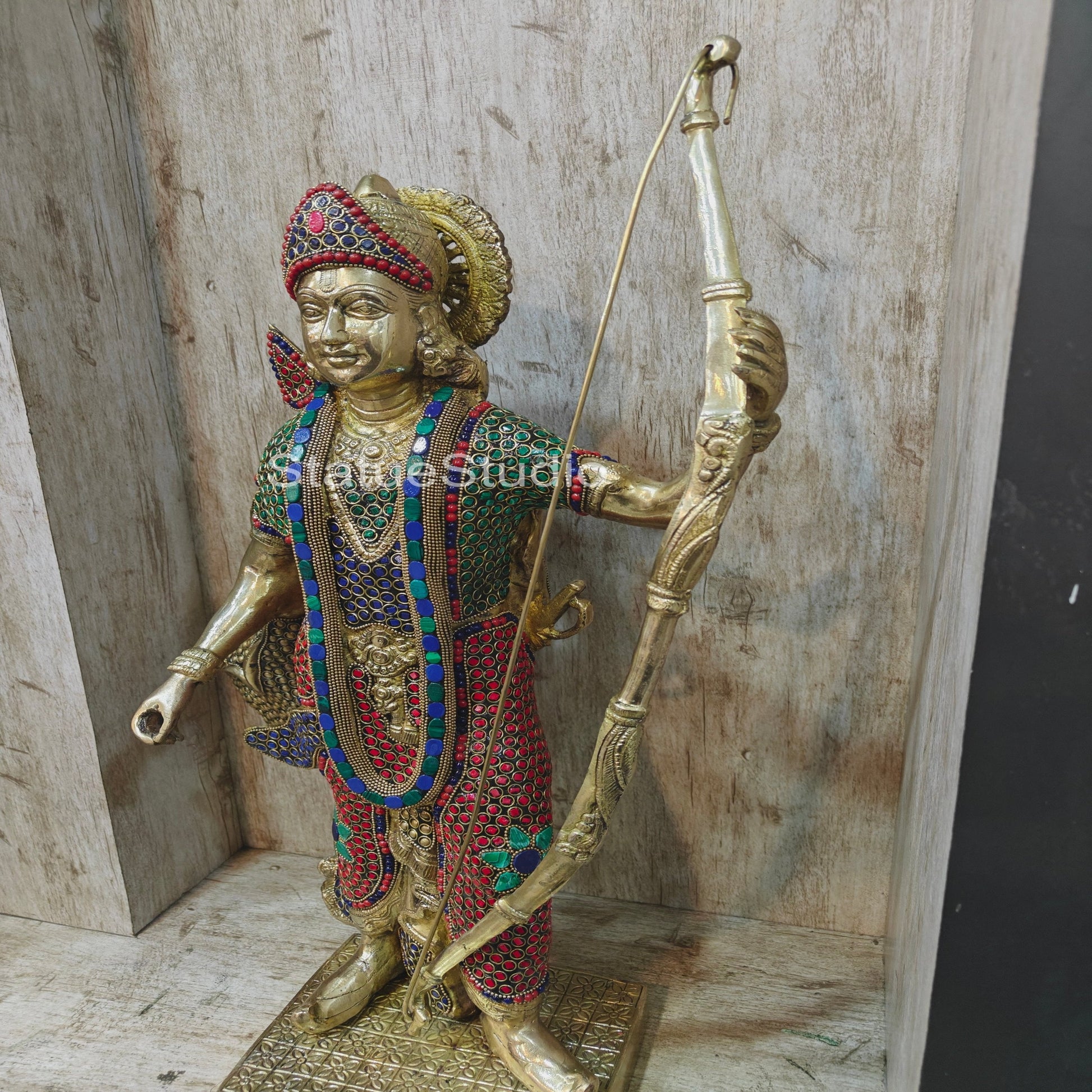 Divine Lord Rama Brass Statue Stone Work For Home Temple Showpiece 2 Feet - Image 8