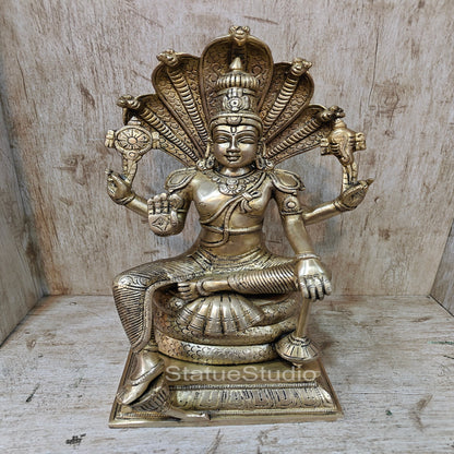 Brass Vishnu Statue Under Sheshanaaga Throne 14" by vendor-unknown - Hindu Gods (View 3)
