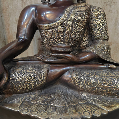 Brass Buddha Statue Earth Touching Mudra Antioque Finish 1.5 Feet by vendor-unknown - Buddha (View 7)