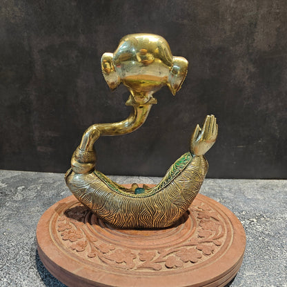 Brass Modern Abstract Ganesha Idol With Stonework 8 Inches by vendor-unknown - Hindu Gods (View 6)