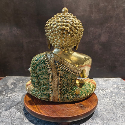 Brass Blessing Buddha Statue With Stone Work 1 Feet by vendor-unknown - Buddha (View 6)