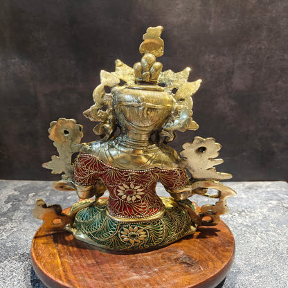 Brass Tara Devi Idol With Stone Work 11 Inches by vendor-unknown - Buddha (View 7)