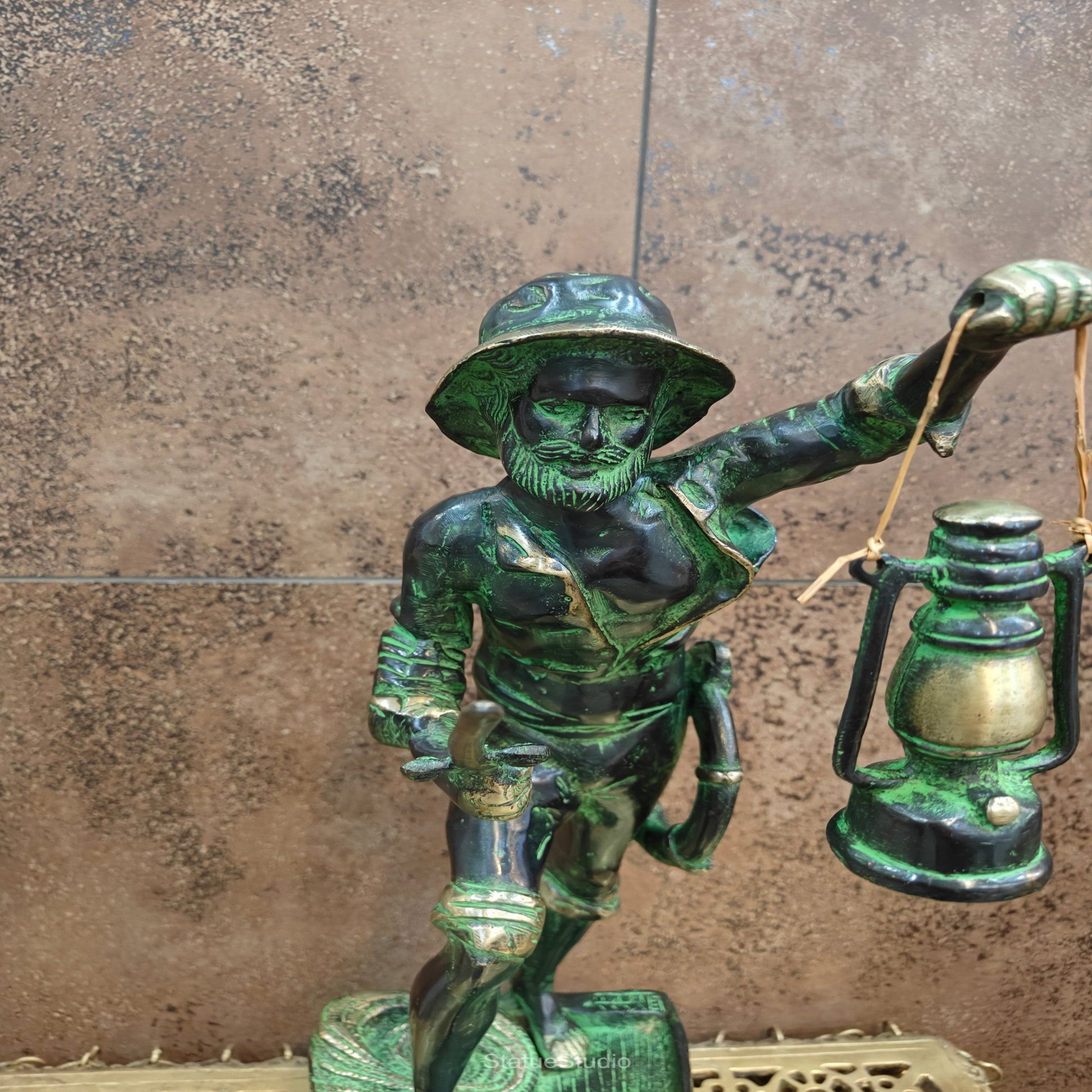 Brass Pirate Warrior Decor Showpiece With Lantern and Sword 1.5 Feet - Image 7