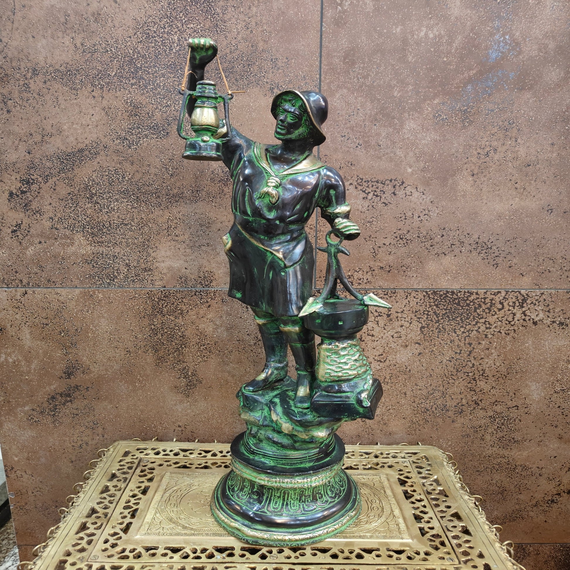 Brass Pirate Warrior Decor Showpiece With Lantern 27 inches - Image 3