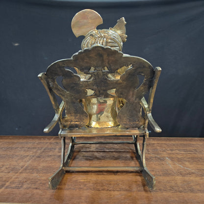 Brass Ganesha Statue Reading Book On Rocking Chair 2 Feet by vendor-unknown - Hindu Gods (View 9)