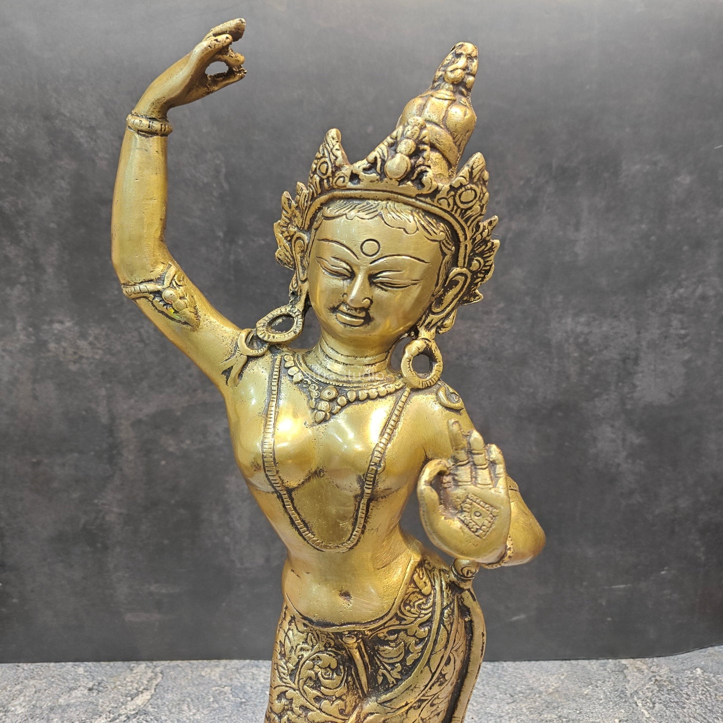 Brass Dancing Tara Devi Idol Maya Buddhist 1.5 Feet