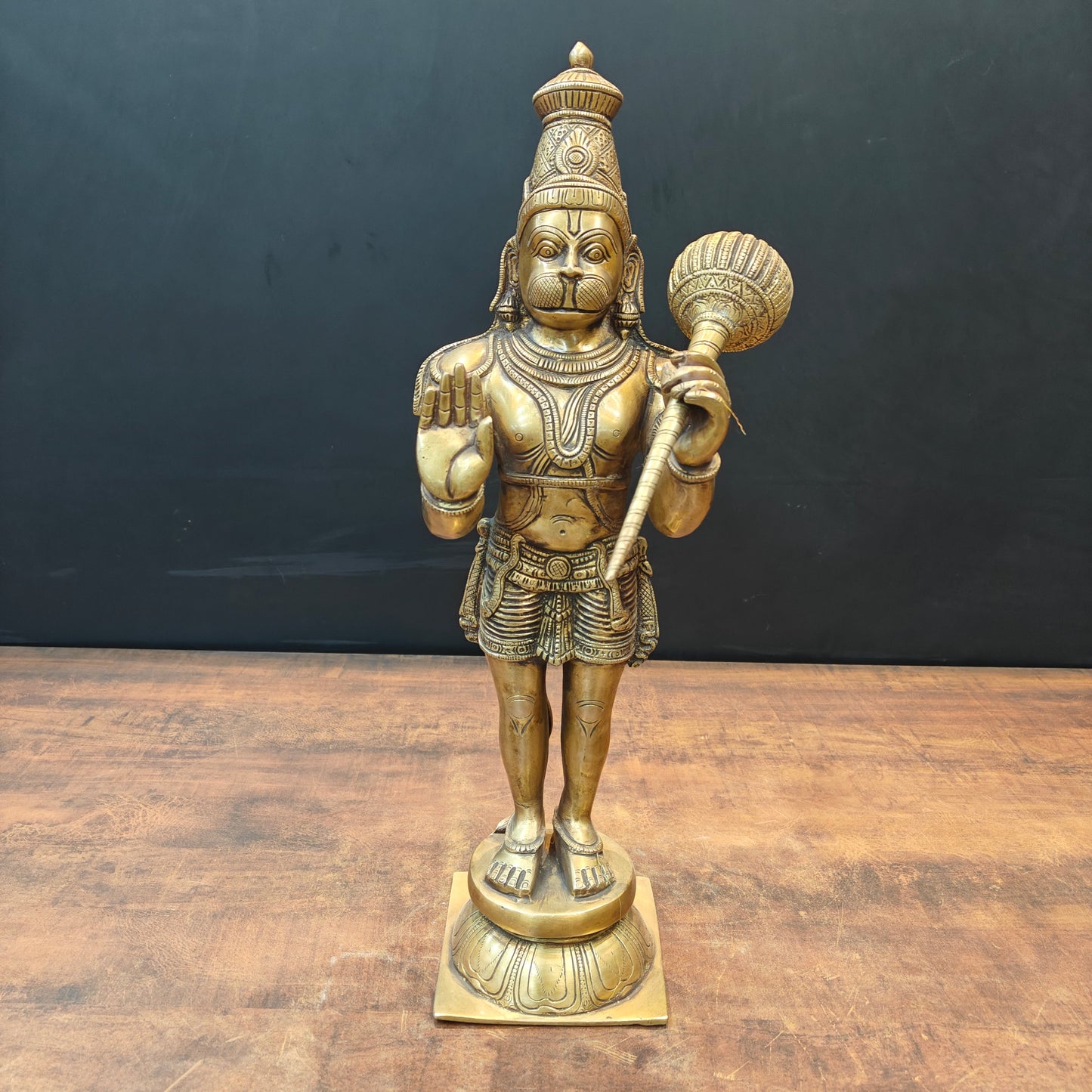 Brass Standing Hanuman Statue Aashirwad Mudra 22 Inches