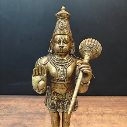 Brass Standing Hanuman Statue Aashirwad Mudra 22 Inches by vendor-unknown - Hindu Gods (View 3)