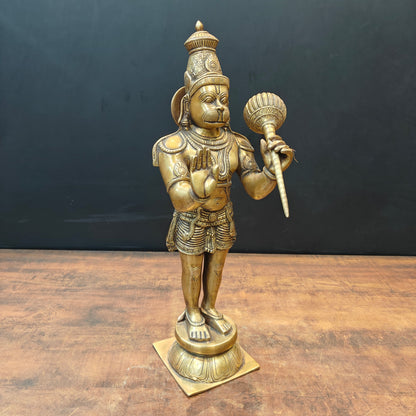 Brass Standing Hanuman Statue Aashirwad Mudra 22 Inches by vendor-unknown - Hindu Gods (View 5)