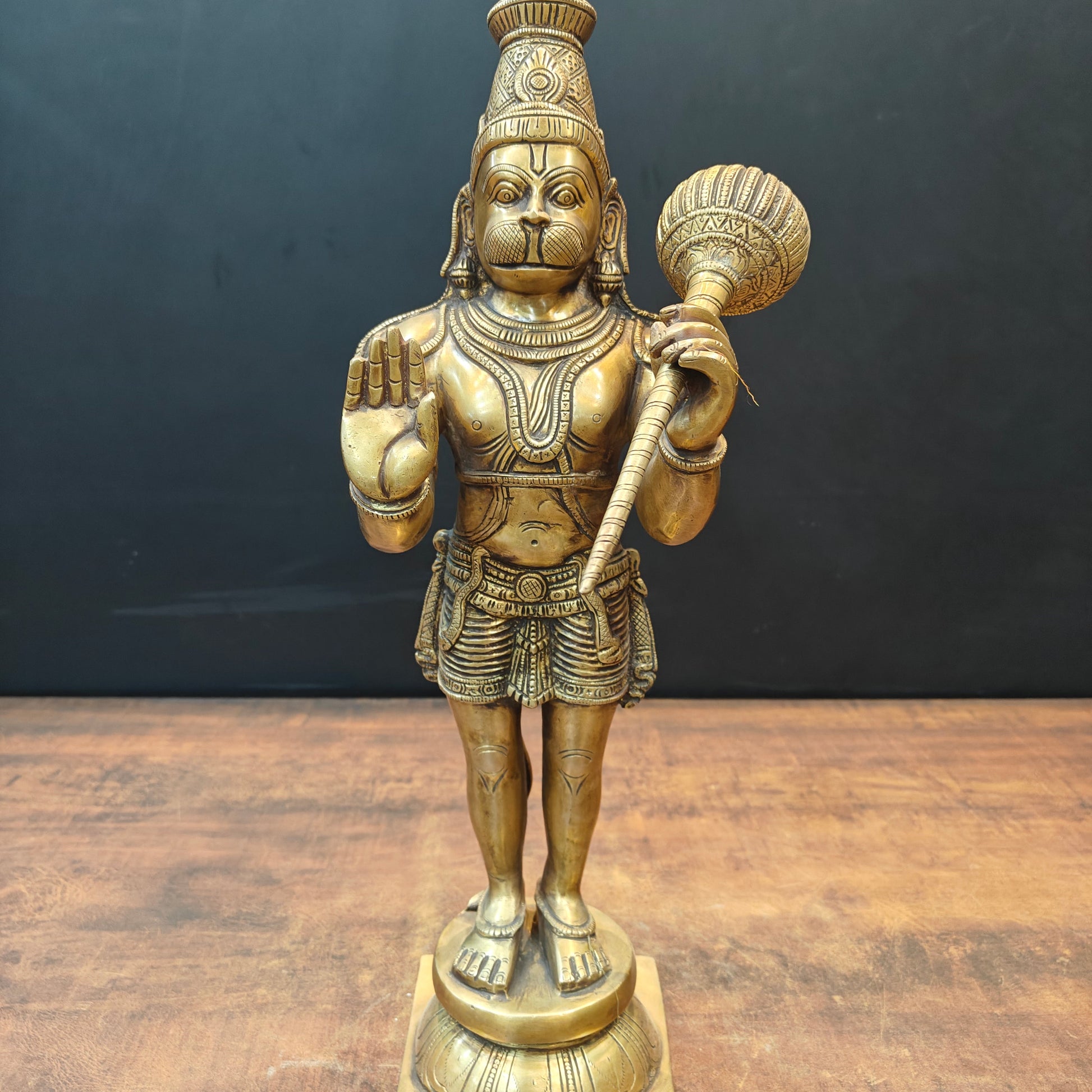 Brass Standing Hanuman Statue Aashirwad Mudra 22 Inches - Image 6