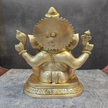 Brass Ganesha Idol Sitting on Base Handcrafted 16 Inches by vendor-unknown - Hindu Gods (View 9)