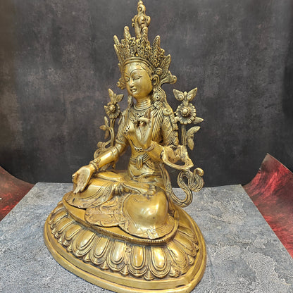 Brass Sitting White Tara Devi Statue Symbol Of Purity 1.5 Feet by vendor-unknown - Buddha (View 6)