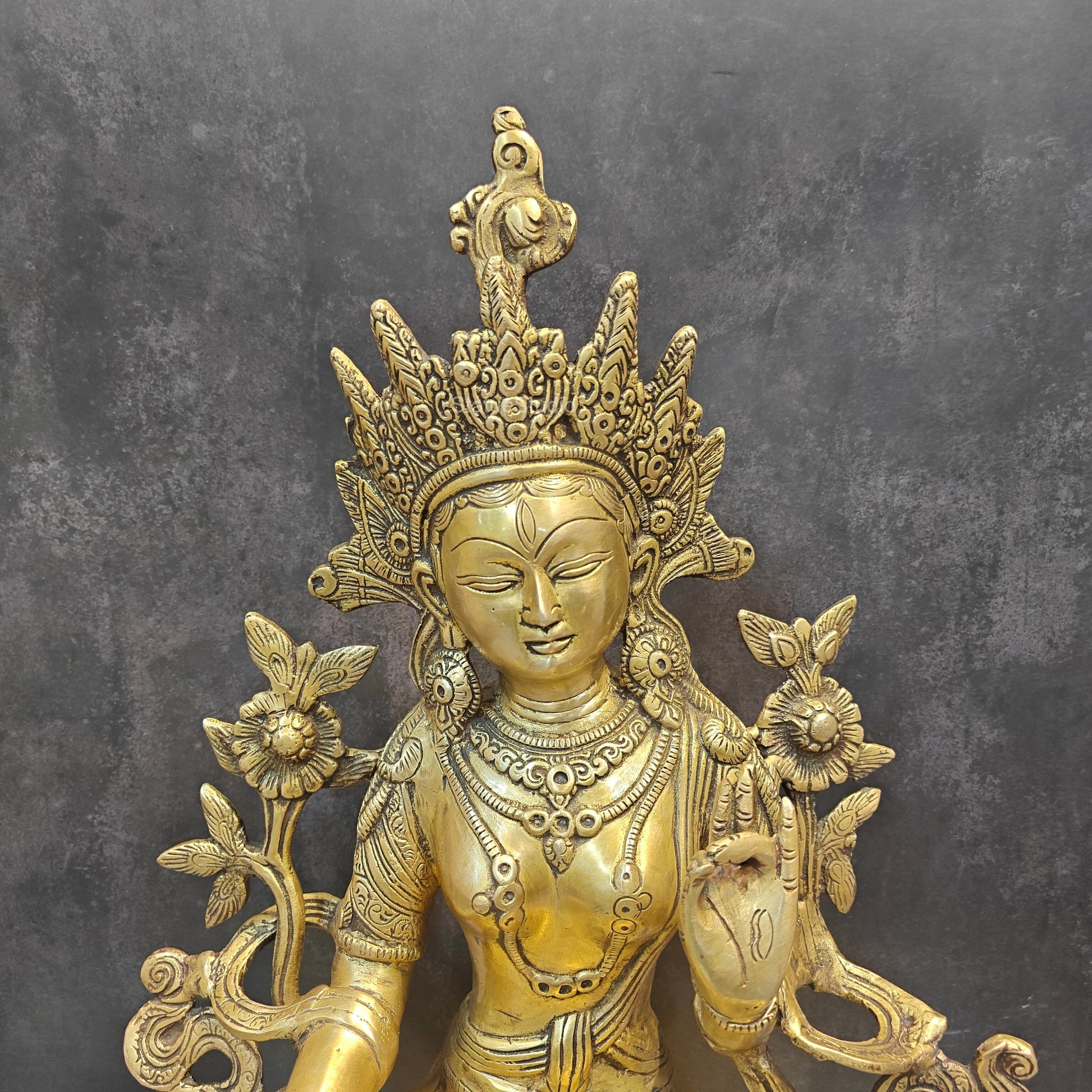 Brass Sitting White Tara Devi Statue Symbol Of Purity 1.5 Feet - Image 7