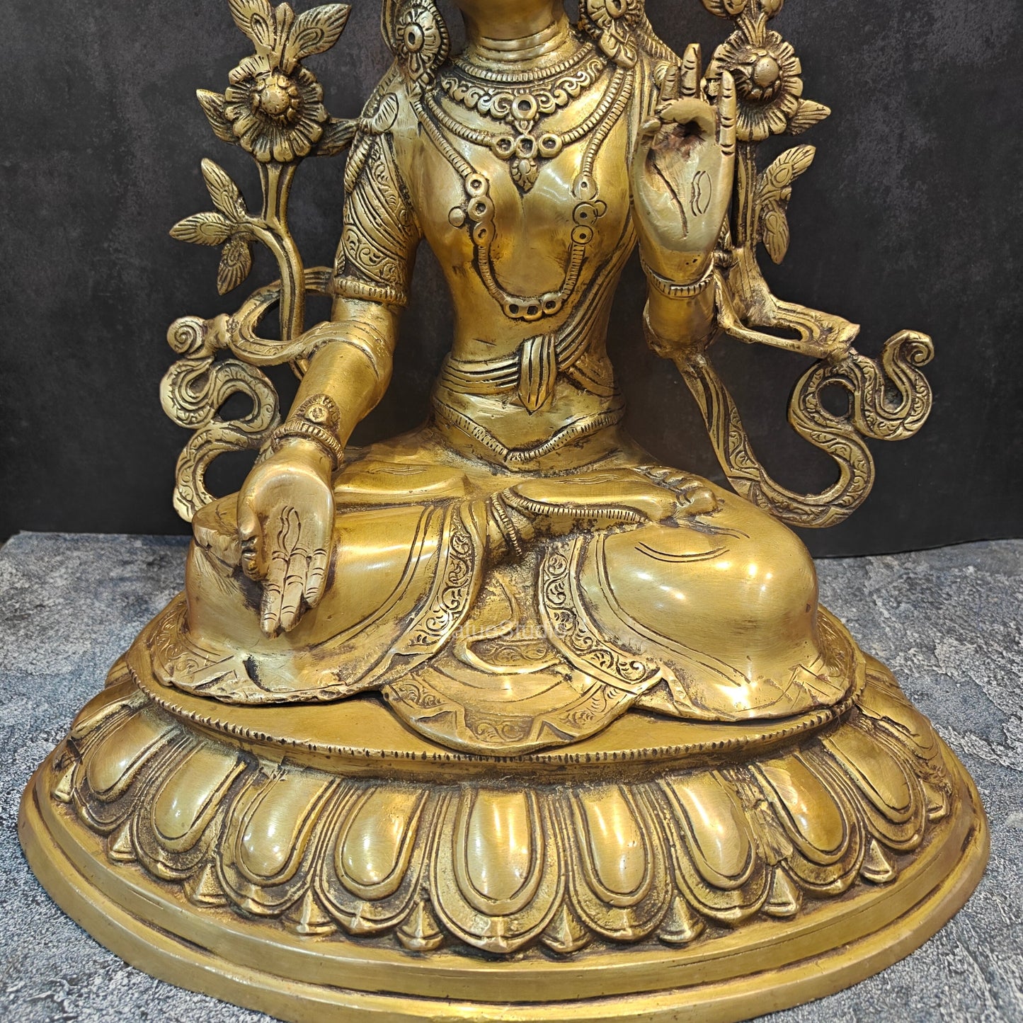 Brass Sitting White Tara Devi Statue Symbol Of Purity 1.5 Feet