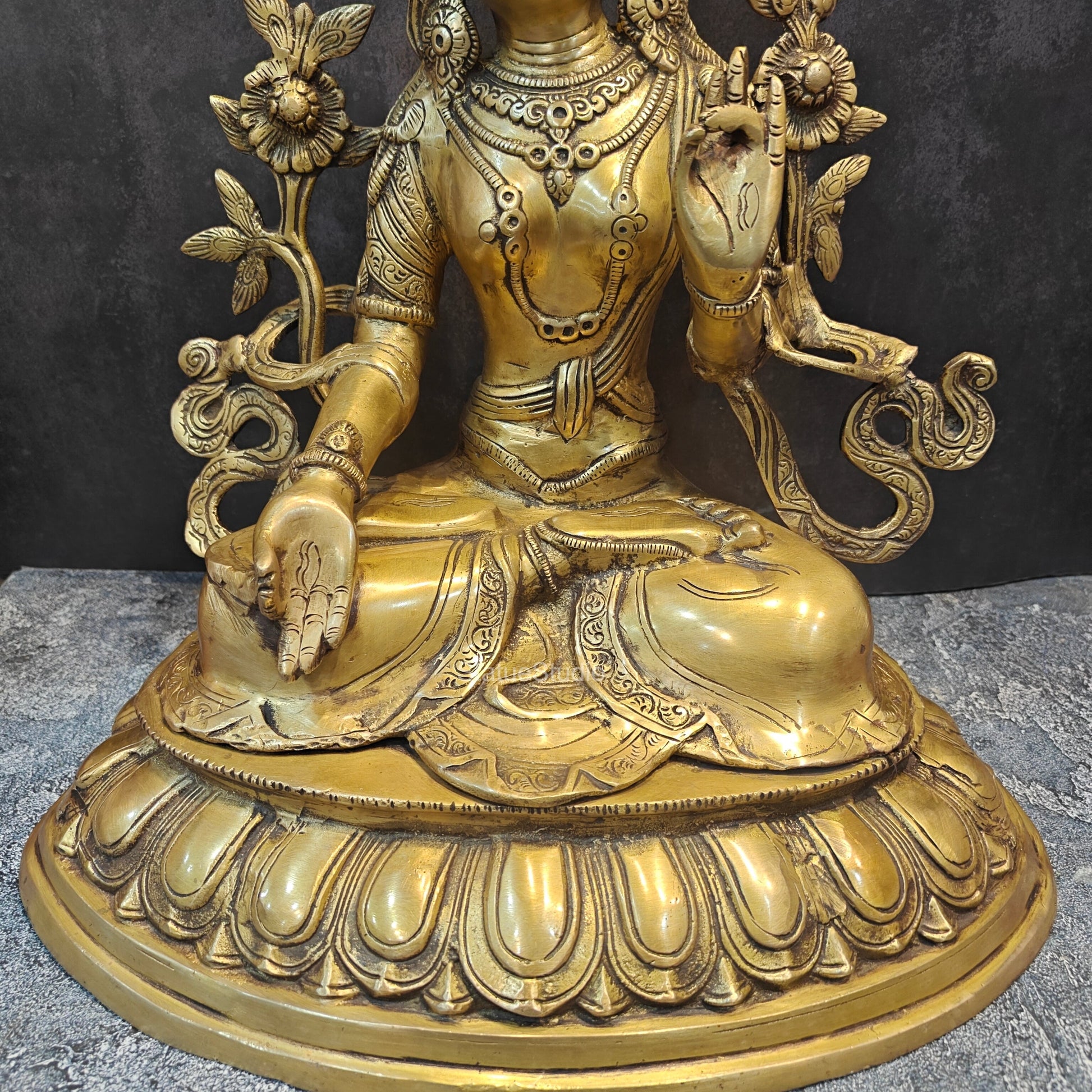 Brass Sitting White Tara Devi Statue Symbol Of Purity 1.5 Feet - Image 8