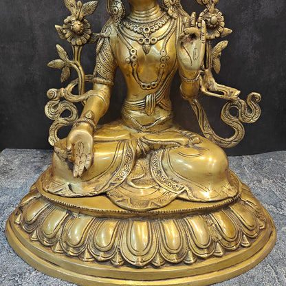 Brass Sitting White Tara Devi Statue Symbol Of Purity 1.5 Feet by vendor-unknown - Buddha (View 8)