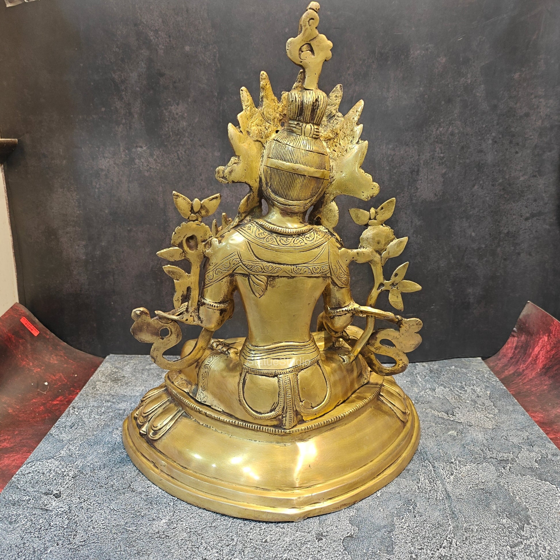 Brass Sitting White Tara Devi Statue Symbol Of Purity 1.5 Feet - Image 9