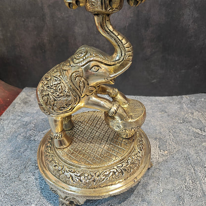 Exquisite Brass Peacock And Dancing Elephant Diya Decor 18 Inches by vendor-unknown - Spiritual (View 8)