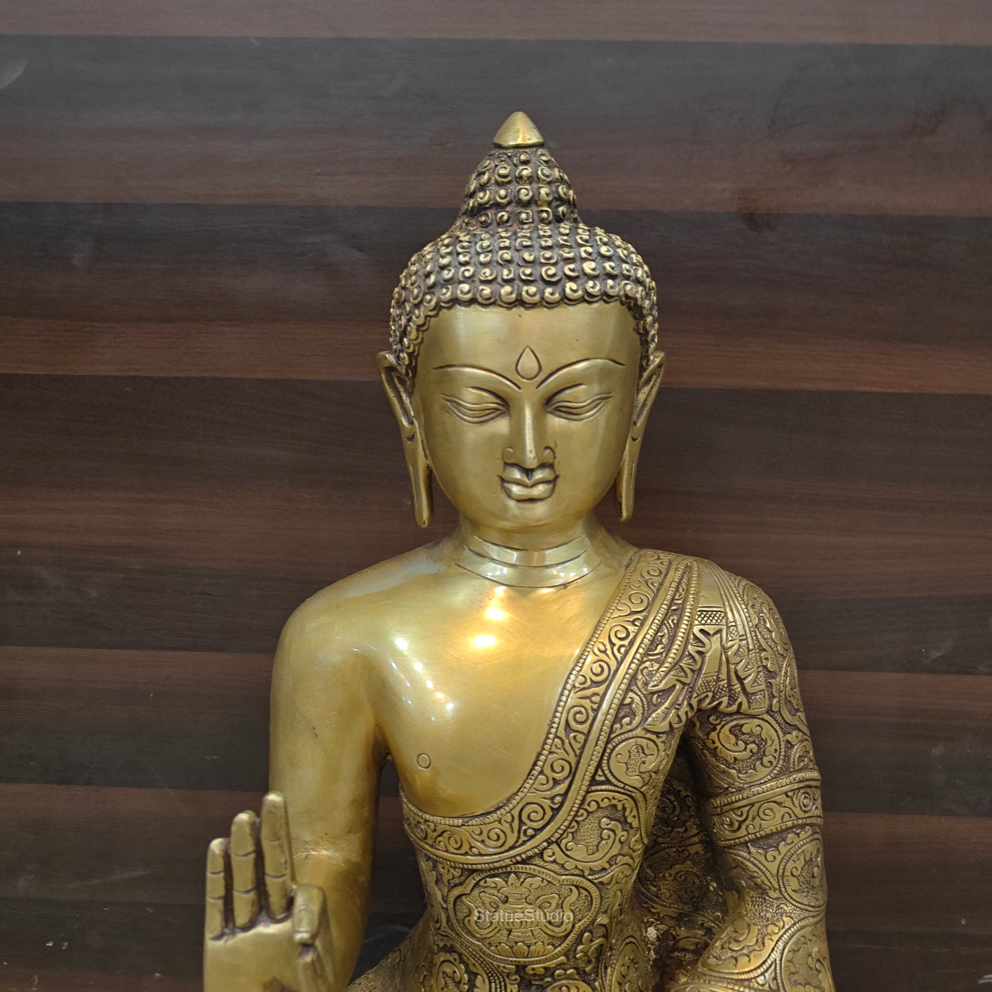 Brass Large Buddha Statue Antique Finish Showpiece 2 Feet - Image 5