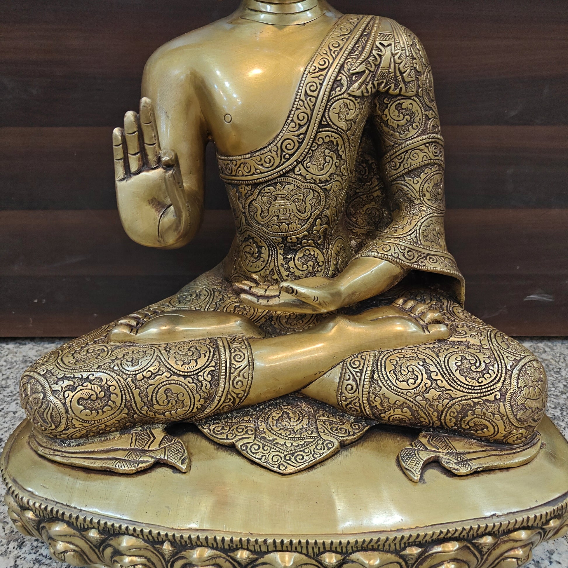 Brass Large Buddha Statue Antique Finish Showpiece 2 Feet - Image 9