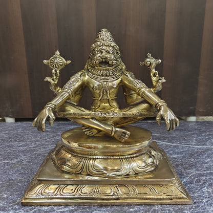 Brass Yog Narsimha swamy Statue Narsingh Idol 11 Inches by vendor-unknown - Hindu Gods (View 2)