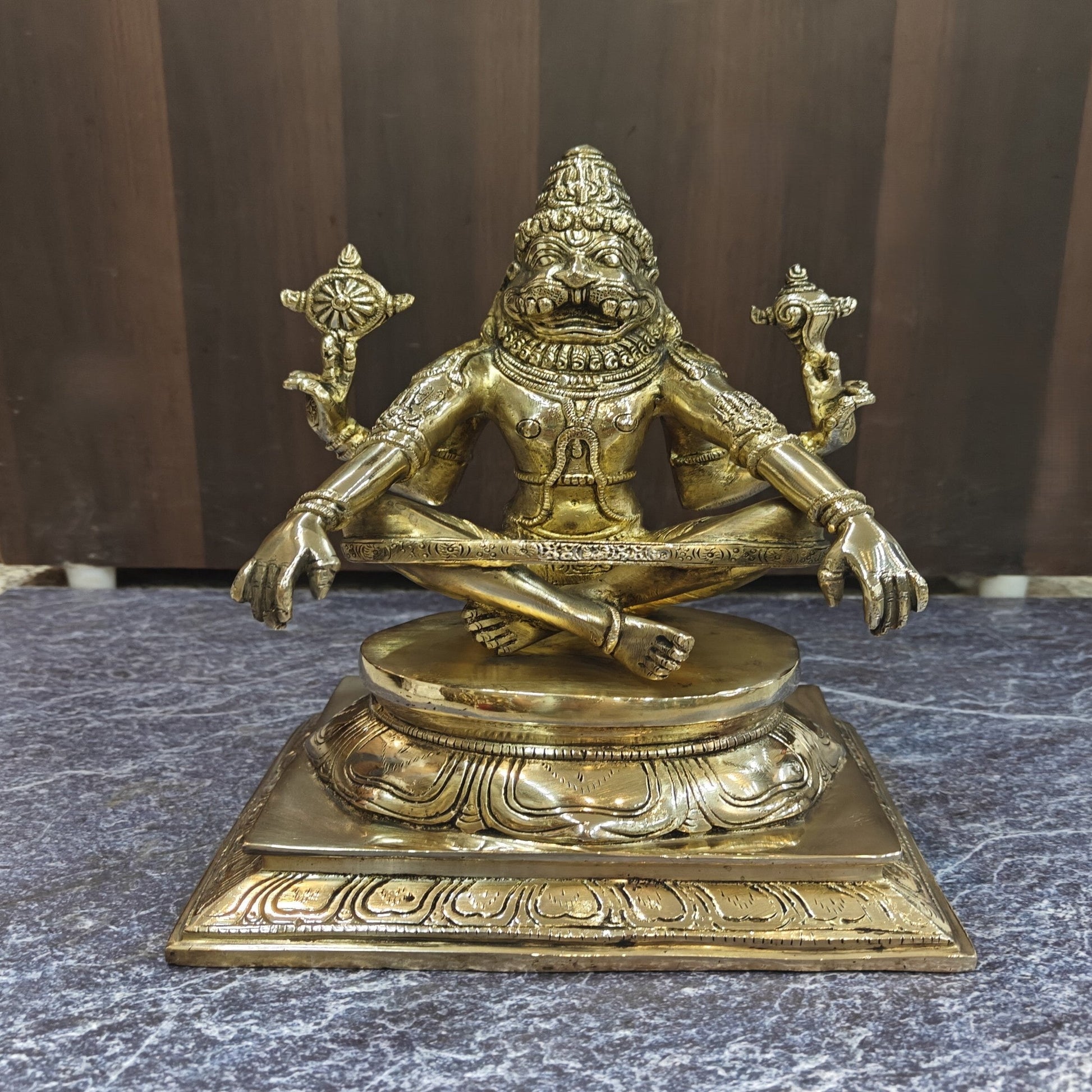 Brass Yog Narsimha swamy Statue Narsingh Idol 11 Inches - Image 3